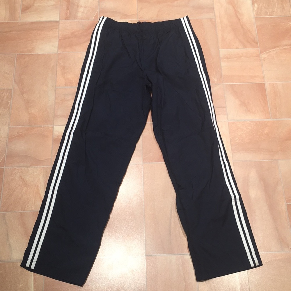 Sports Authority Dark Blue White Stripe Snap Button Track Pants
